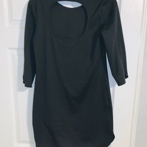 Quarter sleeve black cotton dress